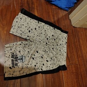 Beige and Black Graphic Shorts